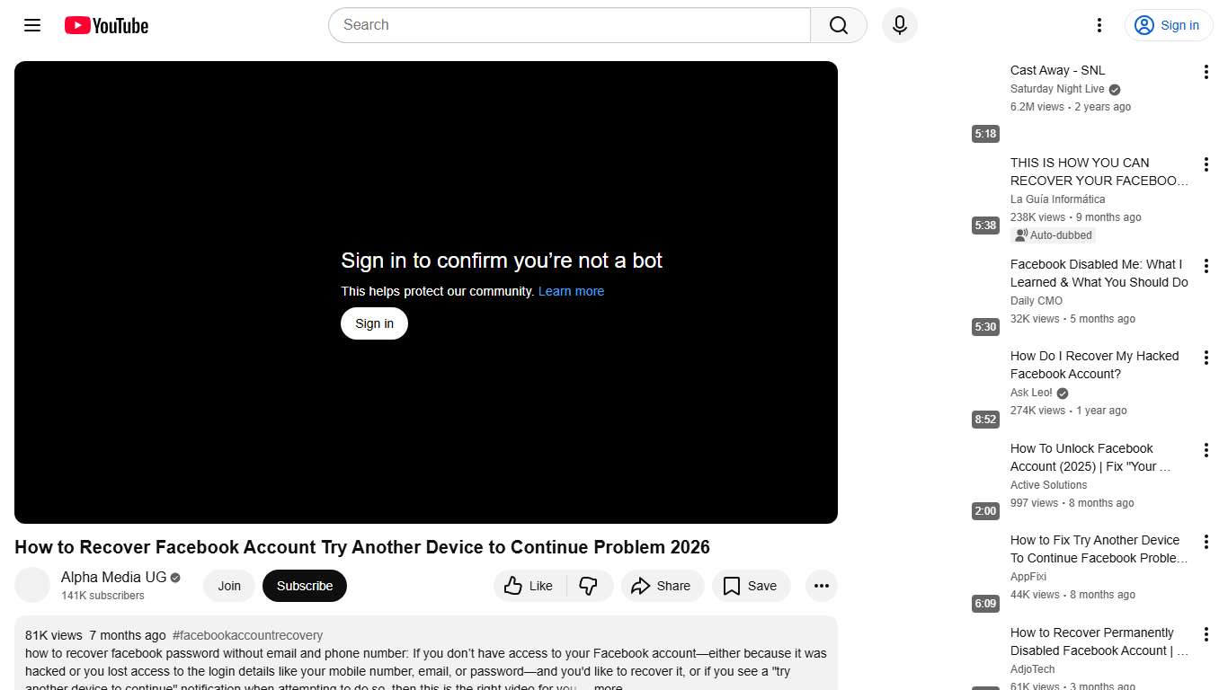 How to Recover Facebook Account Try Another Device to Continue Problem 2026 - YouTube
